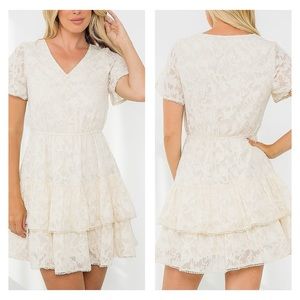 Fit and Flare Cream Lace Mini Dress NWT